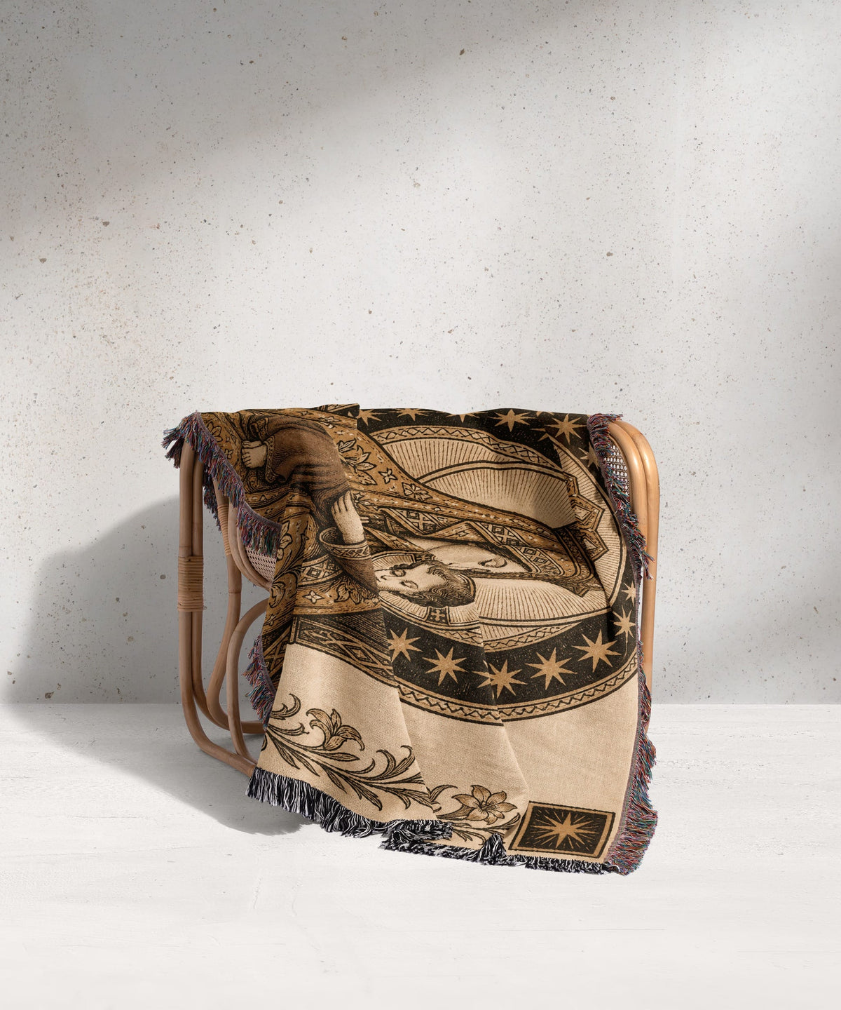CalmNestStyle Madonna and Child in Gold jacquard woven blanket