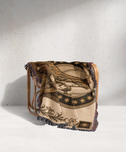CalmNestStyle Madonna and Child in Gold jacquard woven blanket