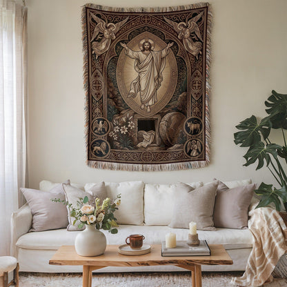 Religious Tapestry with Resurrection Depiction