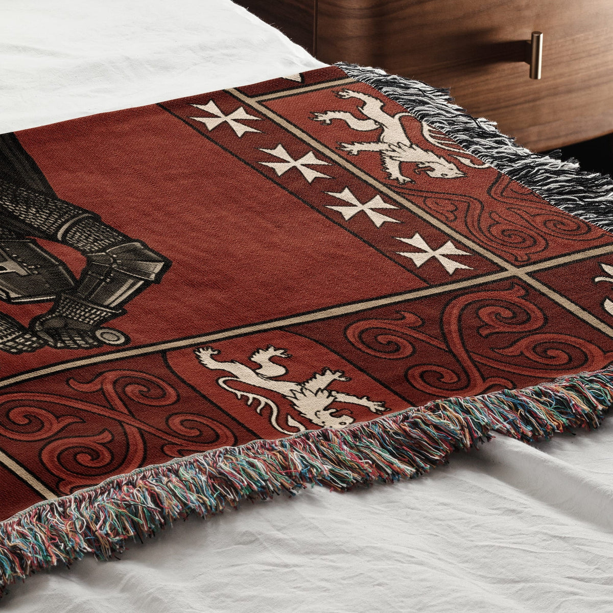 CalmNestStyle Hospitaller Knights Crossed Swords Lions Woven Blanket jacquard woven blanket