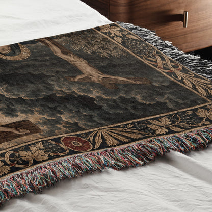CalmNestStyle Crucifixion at Calvary jacquard woven blanket