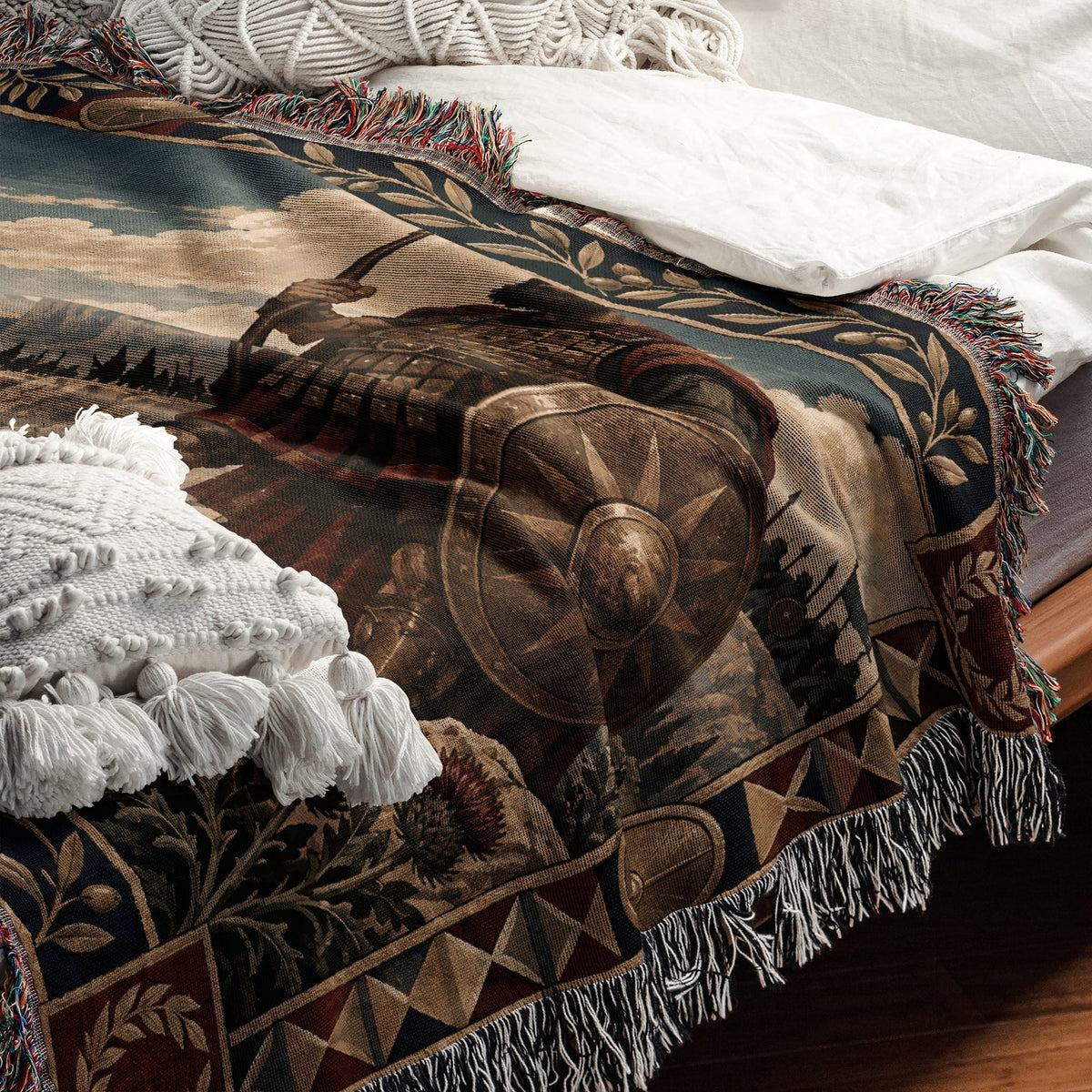 CalmNestStyle David and Goliath in the Valley of Elah jacquard woven blanket
