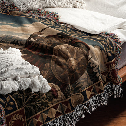 CalmNestStyle David and Goliath in the Valley of Elah jacquard woven blanket