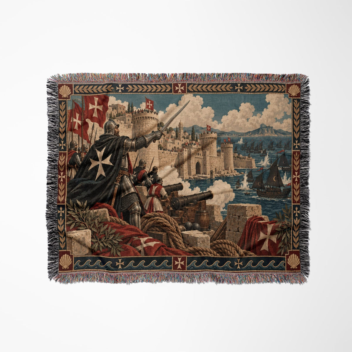 CalmNestStyle Knights of Malta Defending the Fortress Woven Blanket jacquard woven blanket