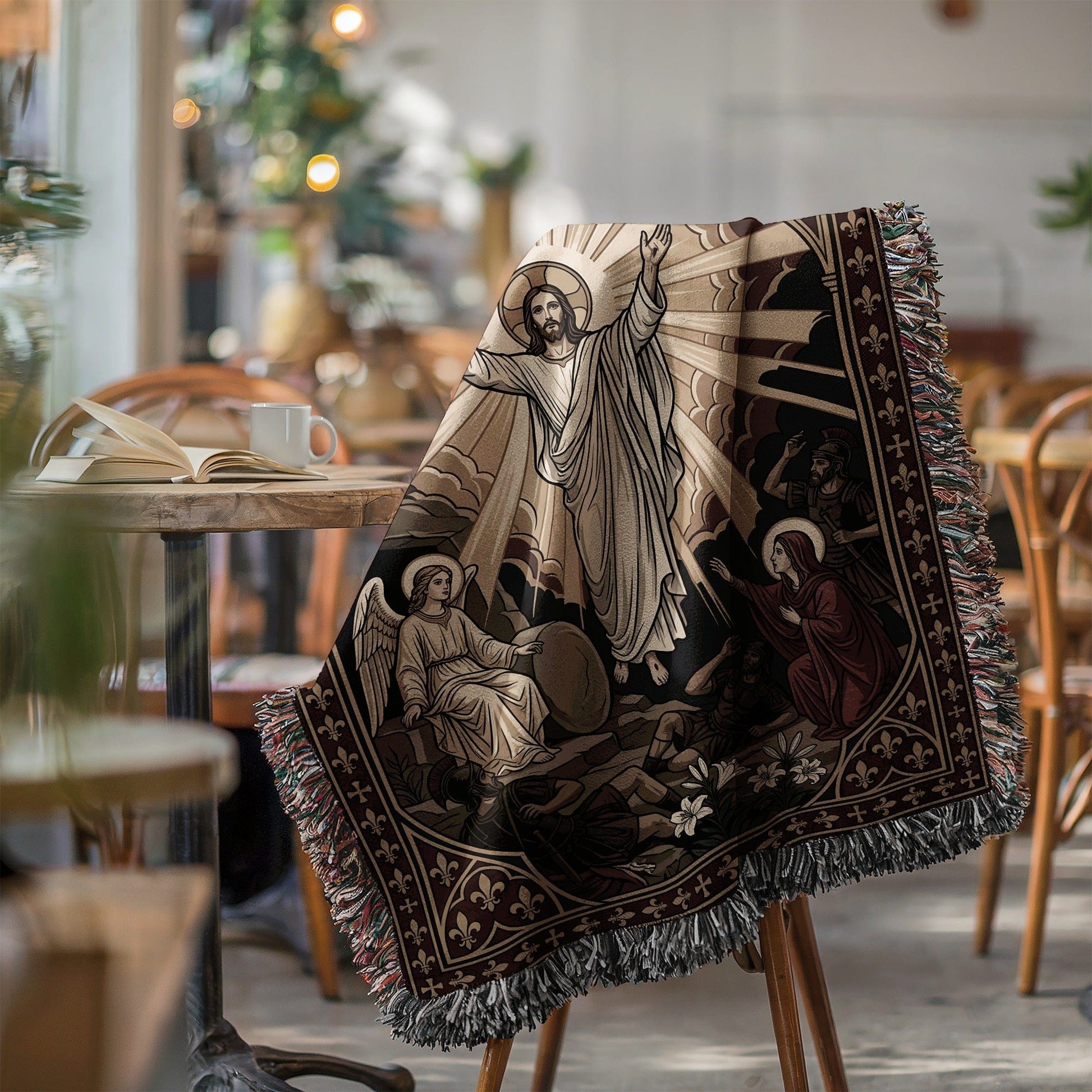 Religious Art Blanket Featuring Jesus Resurrection Design