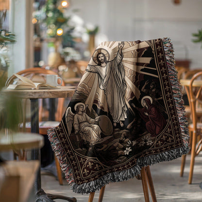 Religious Art Blanket Featuring Jesus Resurrection Design