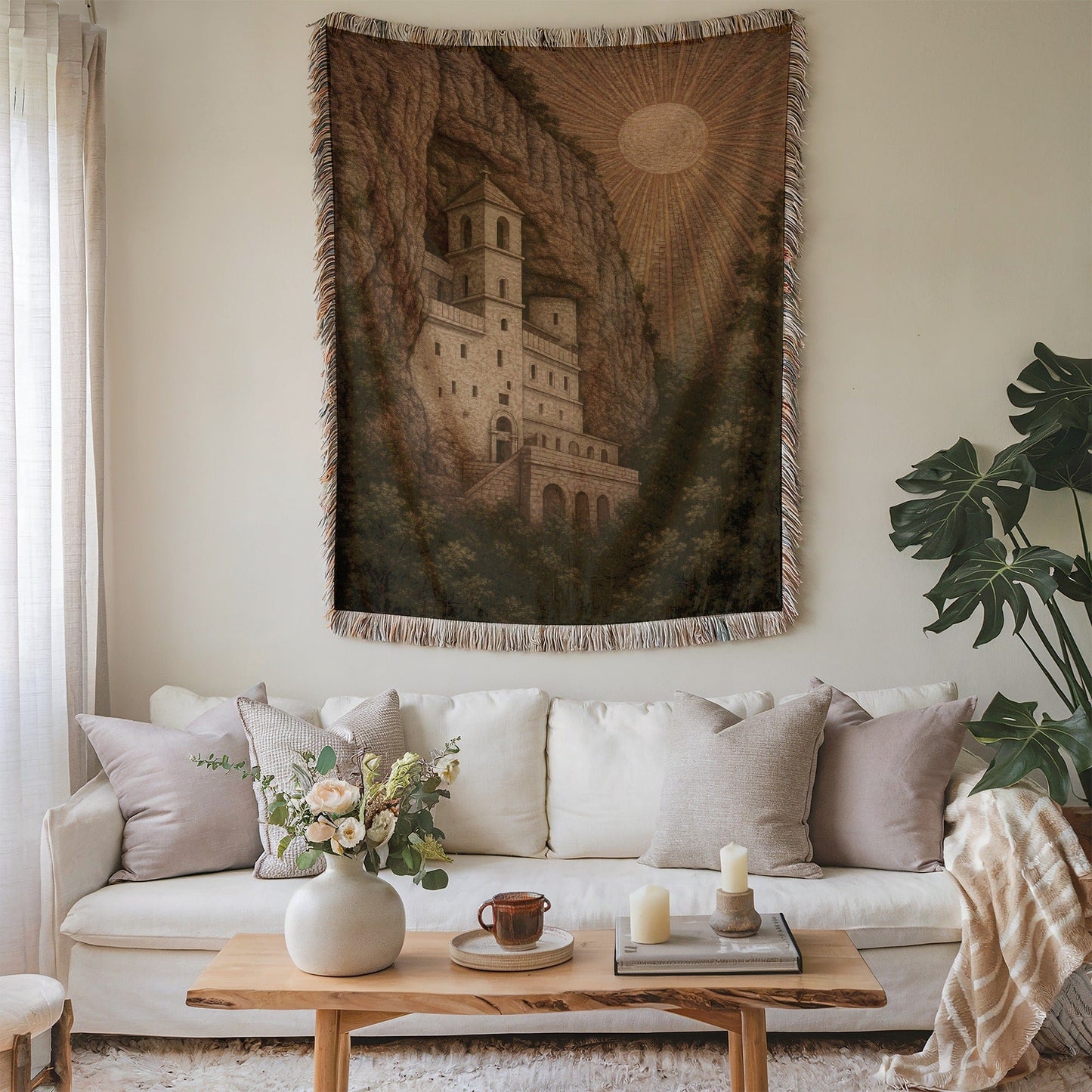 Enchanting Castle Sunlight Wall Tapestry Blanket Product