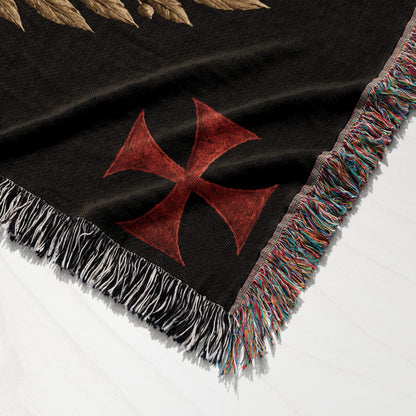 CalmNestStyle Sigillum Militum Xpisti Templar Seal in Silver jacquard woven blanket