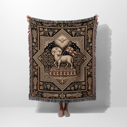 CalmNestStyle Lamb of God Sacred Tapestry Woven Blanket jacquard woven blanket