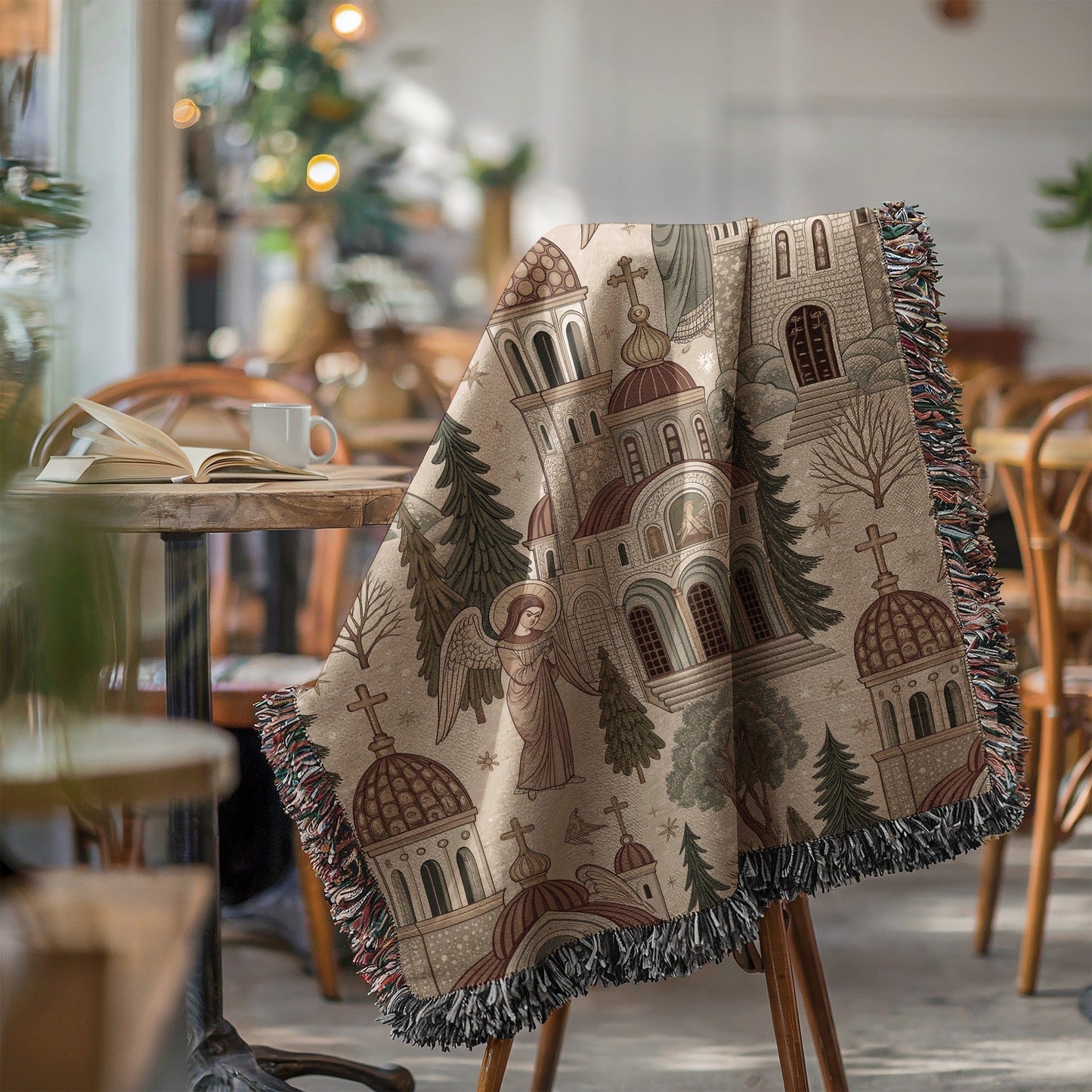 Cozy Tapestry with Intricate Church Scene