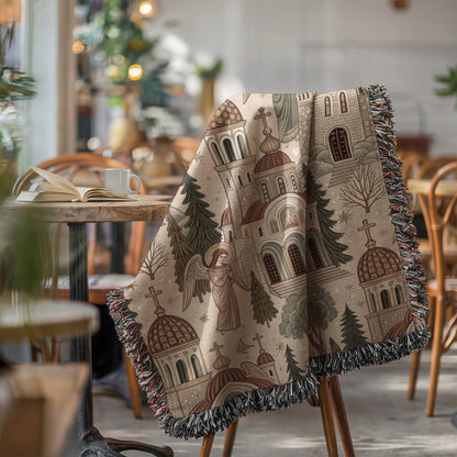 Cozy Tapestry with Intricate Church Scene