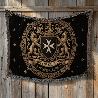 CalmNestStyle Order of Saint John Medallion Crest Red Cross Flag Woven Blanket jacquard woven blanket