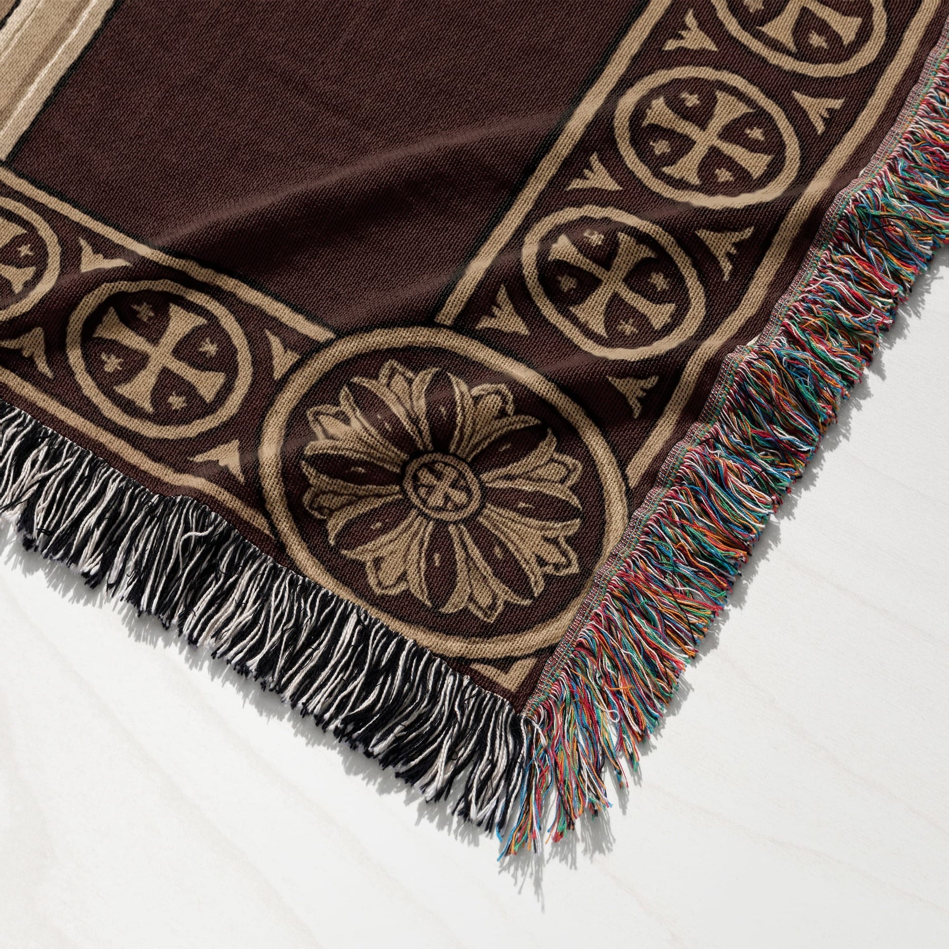 MyDesigns Mystical Supper Horizontal Tapestry - Red Cream Orthodox Icon jacquard woven blanket