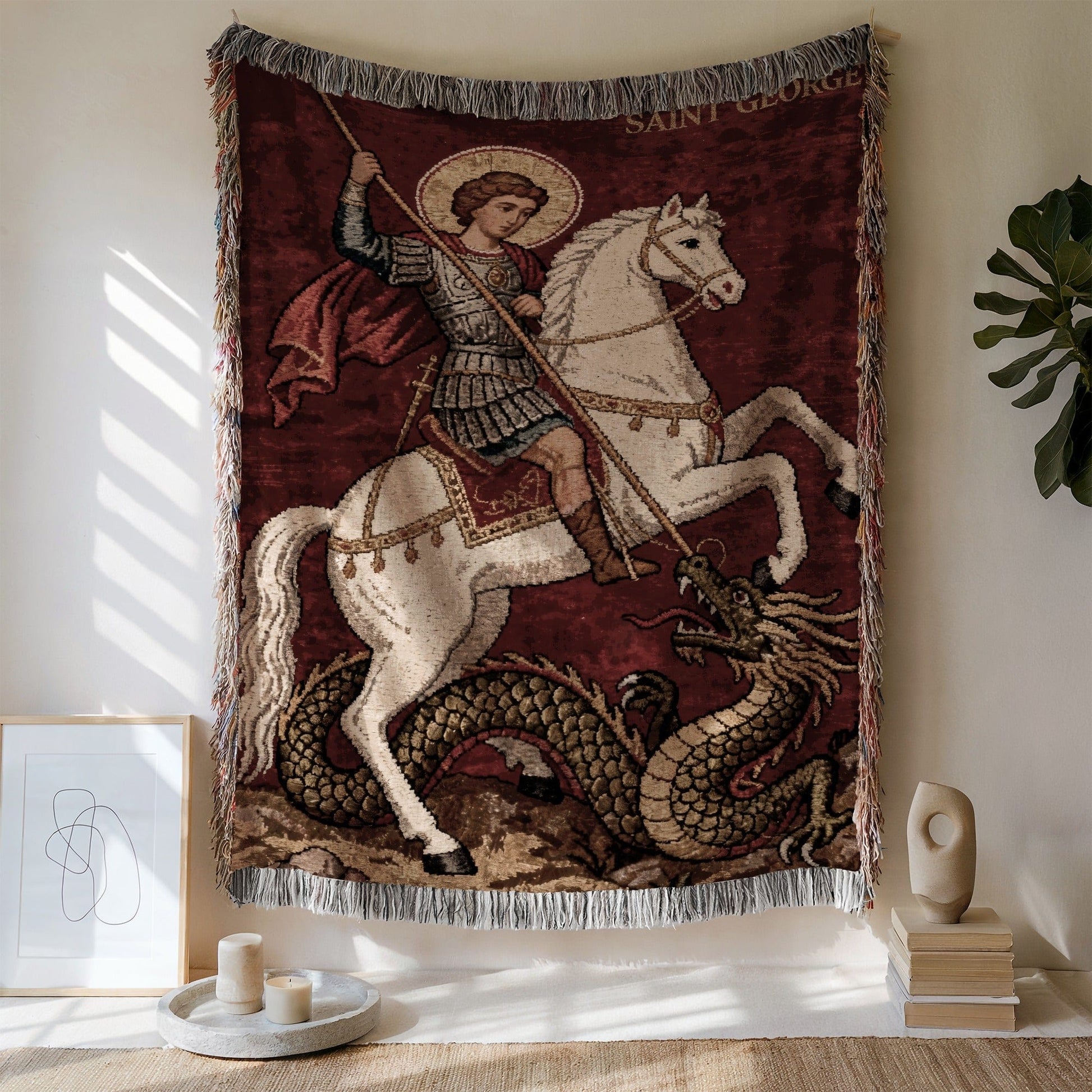 Saint George Tapestry Depicting Battle Scene