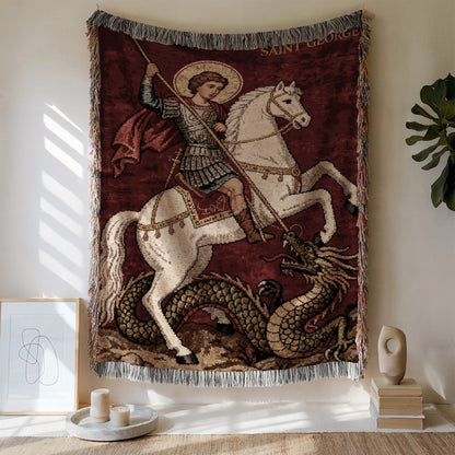 Saint George Tapestry Depicting Battle Scene