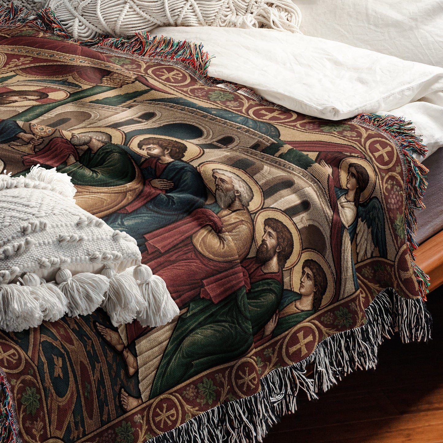 MyDesigns Personalized Orthodox Communion Tapestry - Byzantine Angels jacquard woven blanket