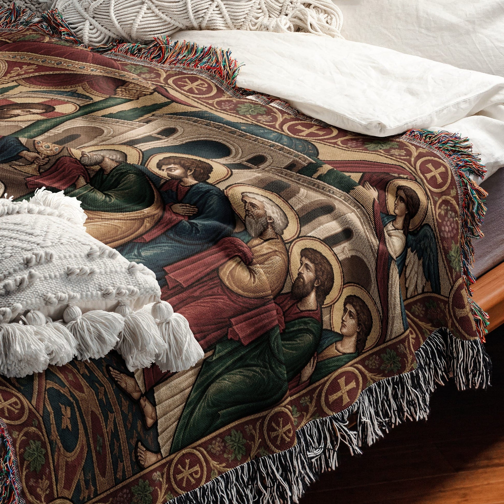 MyDesigns Personalized Orthodox Communion Tapestry - Byzantine Angels jacquard woven blanket