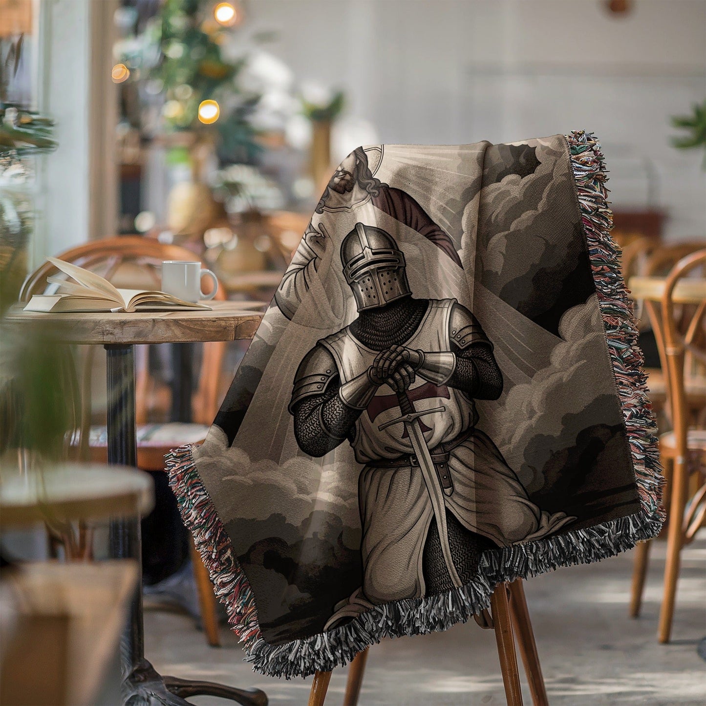 Medieval Knight Woven Art Throw Blanket