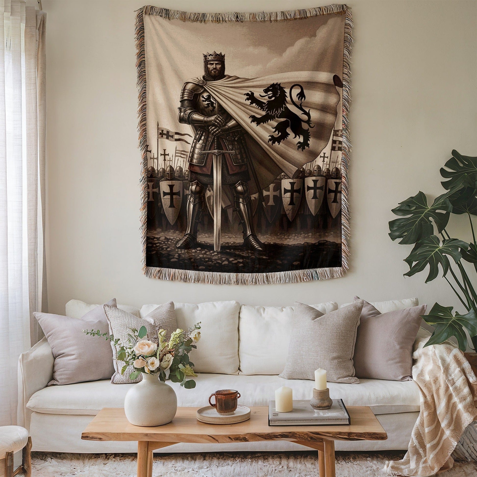 Medieval Knight with Lion Crest Tapestry product
