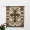 Byzantine Cross Floral Motifs Authentic Pattern Orthodox Woven Blanket