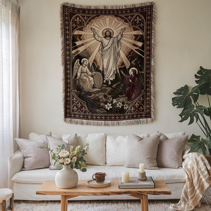 Religious Wall Art Tapestry with Jesus and Angels
