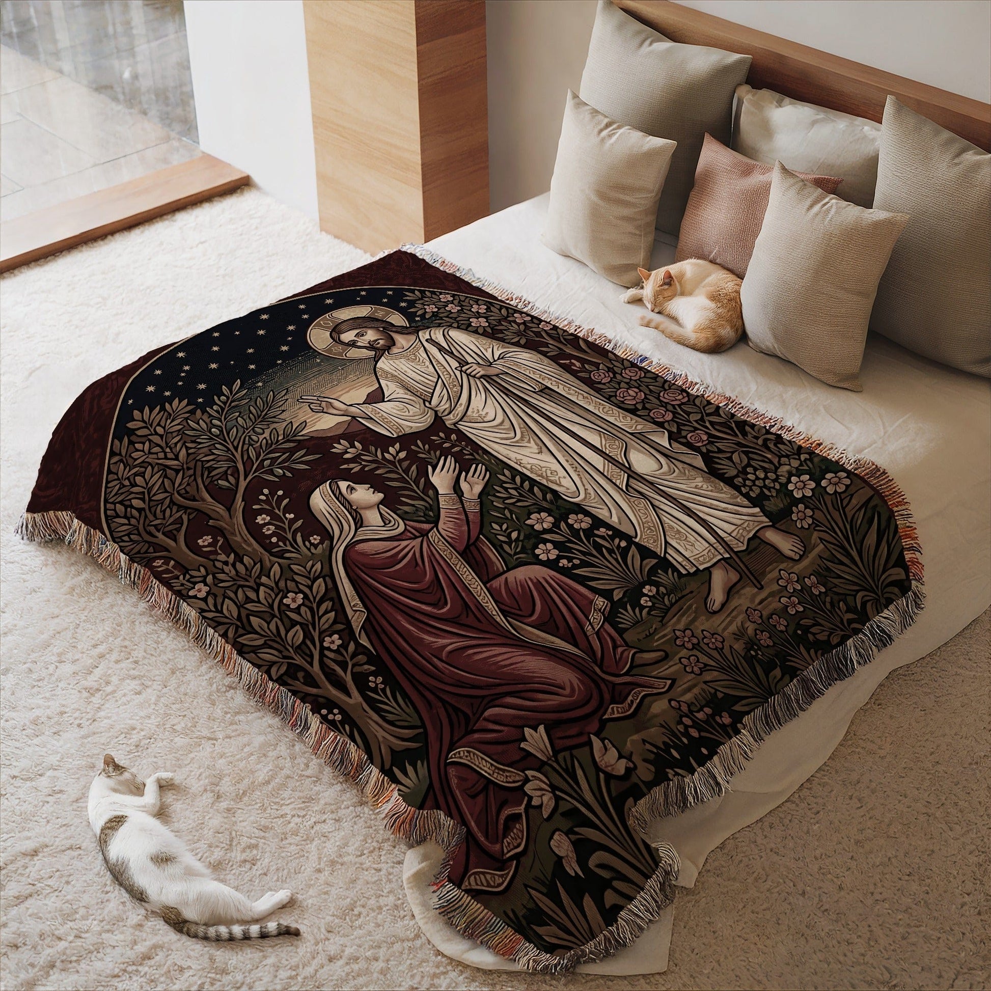 Elegant Biblical Scene Throw Blanket Home Decor