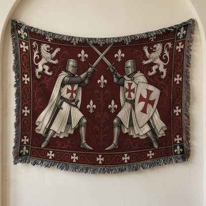MyDesigns Medieval Wall Hanging – Templar Knight Duel Woven Blanket jacquard woven blanket