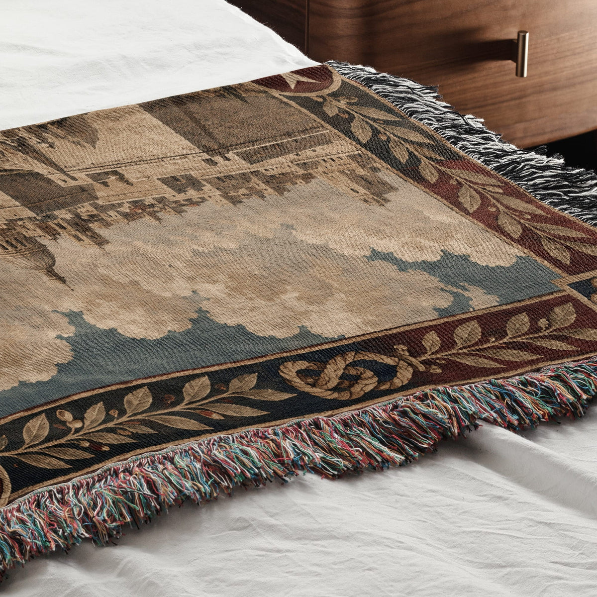 CalmNestStyle Hospitaller Knight Guarding the Harbor of Malta Woven Blanket jacquard woven blanket