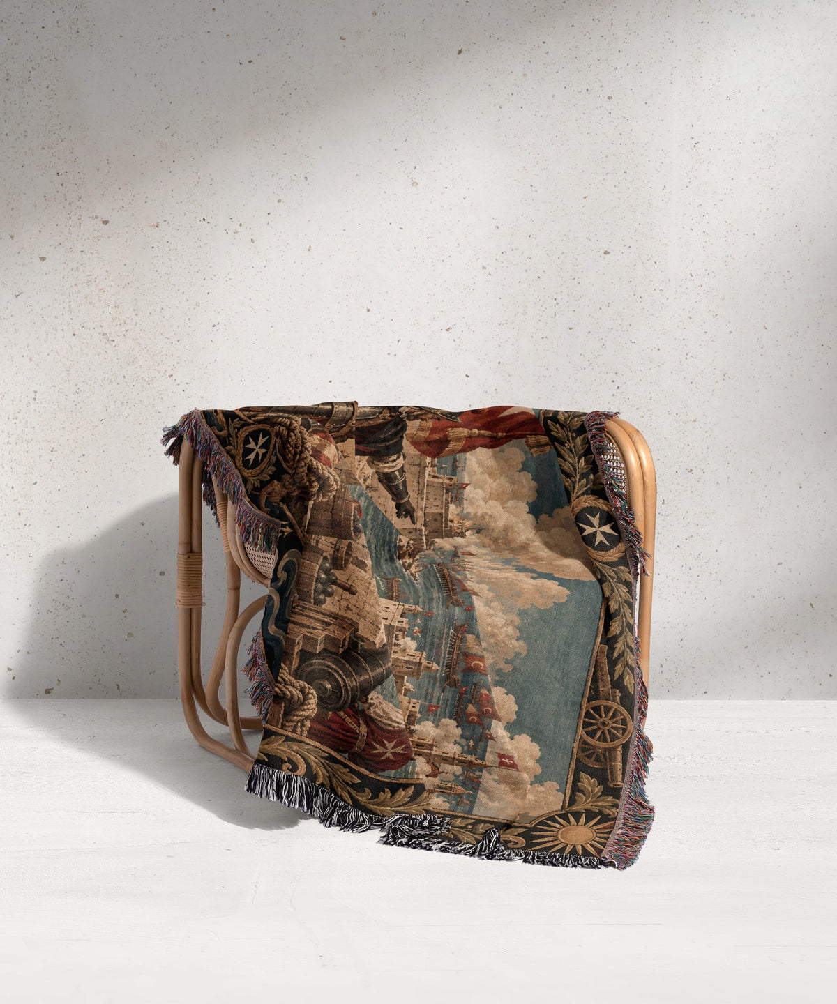 CalmNestStyle Knights of Malta Cannons on the Harbor Walls Woven Blanket jacquard woven blanket