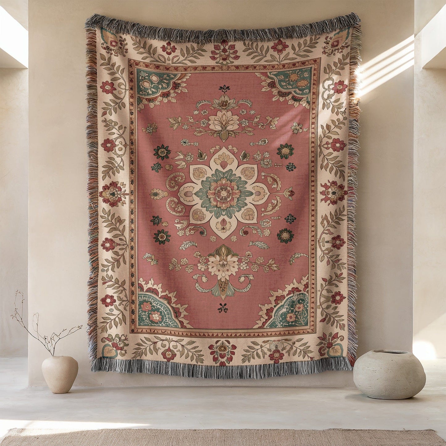 Intricately Patterned Floral Tapestry Wall Hanging Decor