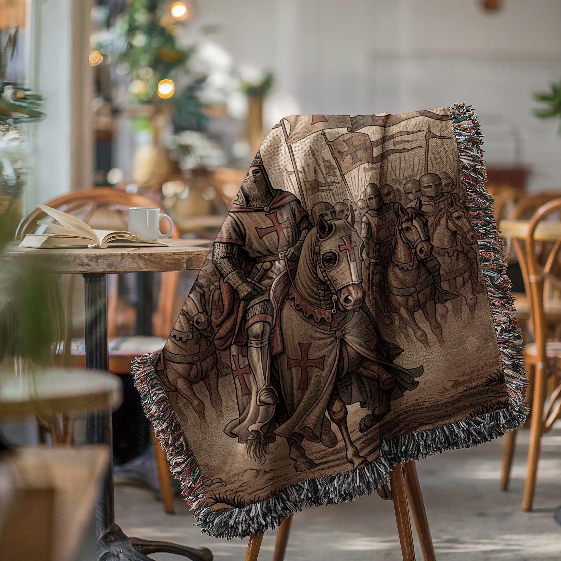 Medieval Knight and Horse Design Throw Blanket