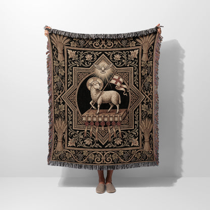 CalmNestStyle Agnus Dei Ornate Woven Blanket jacquard woven blanket