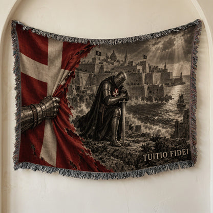 CalmNestStyle Hospitaller Knight Kneeling Before Malta Woven Blanket jacquard woven blanket