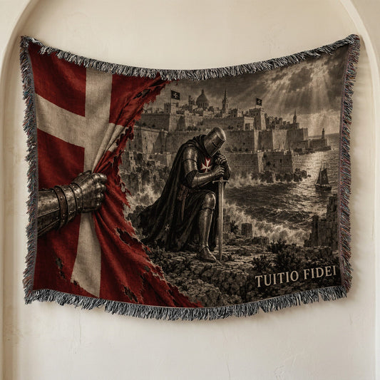CalmNestStyle Hospitaller Knight Kneeling Before Malta Woven Blanket jacquard woven blanket