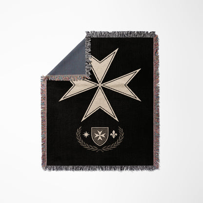 CalmNestStyle Maltese Cross Hospitaller Order Minimalist Woven Blanket jacquard woven blanket