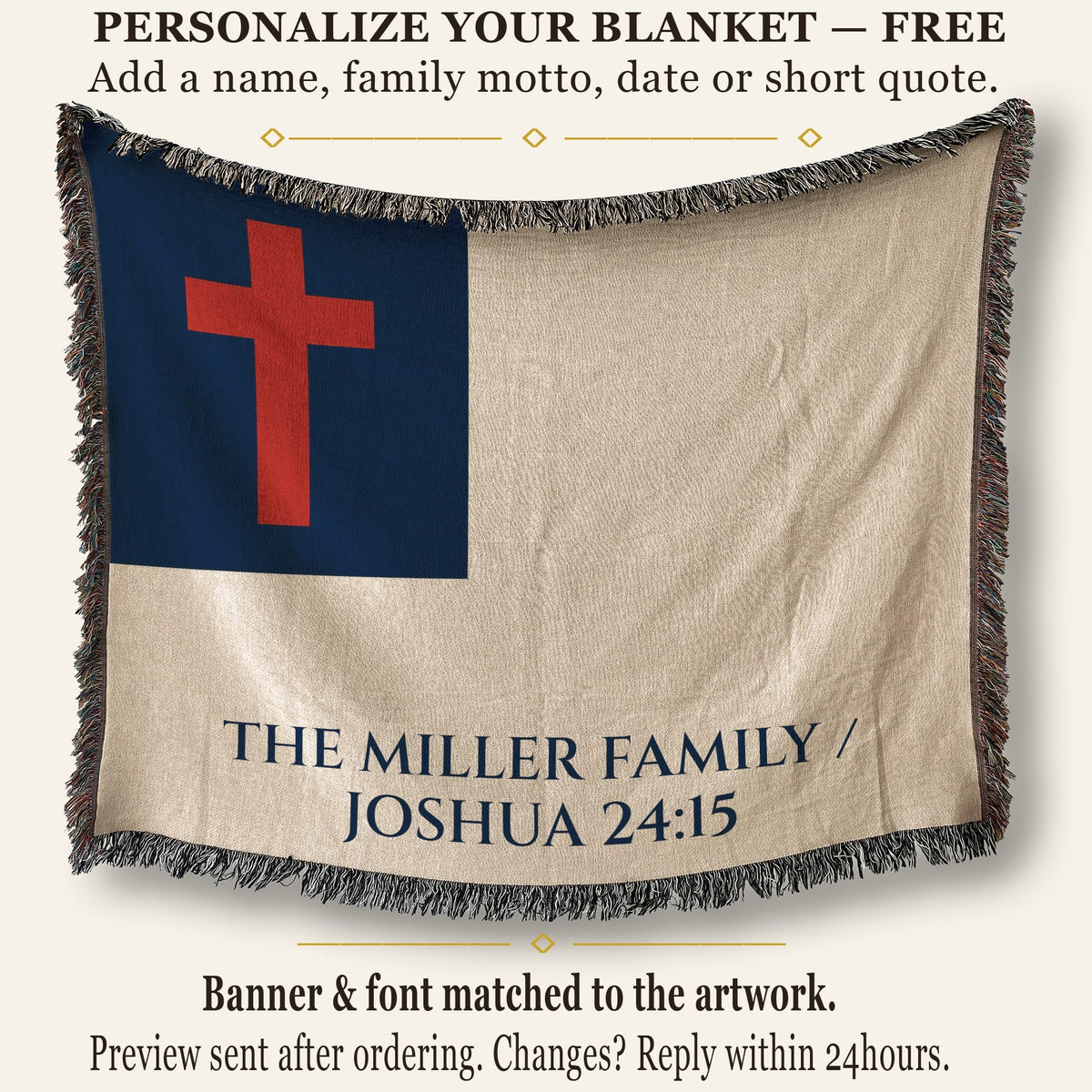 CalmNestStyle Christian Flag Woven Blanket jacquard woven blanket