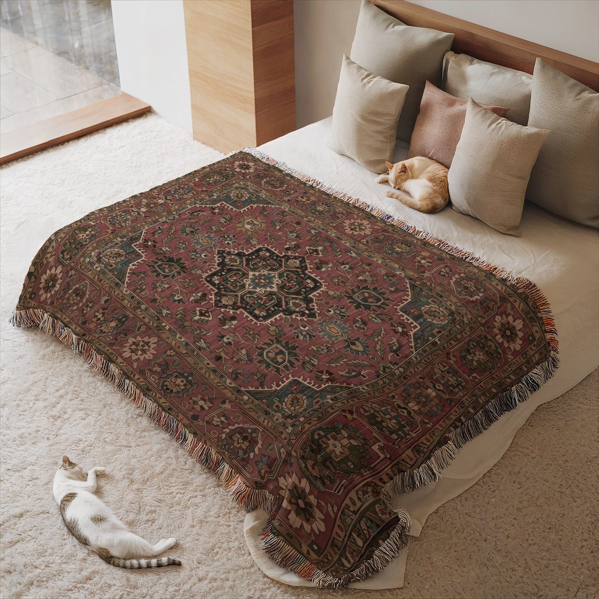 Elegant Bohemian Style Floral Pattern Bedspread
