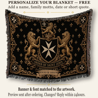 CalmNestStyle Order of Saint John Hospitallers Corner Cross Crest Woven Blanket jacquard woven blanket