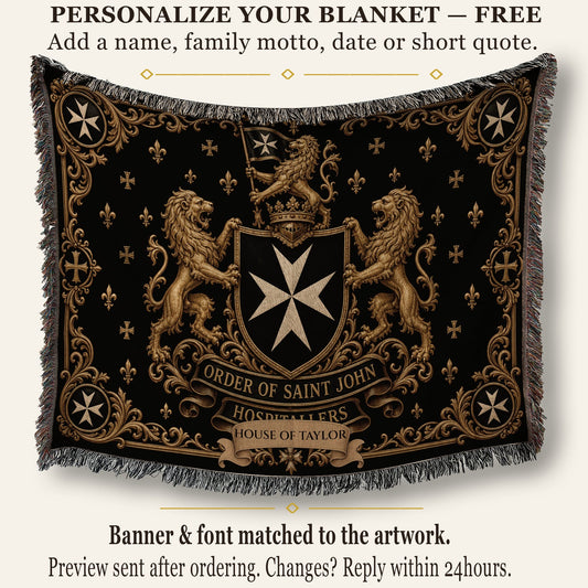 CalmNestStyle Order of Saint John Hospitallers Corner Cross Crest Woven Blanket jacquard woven blanket