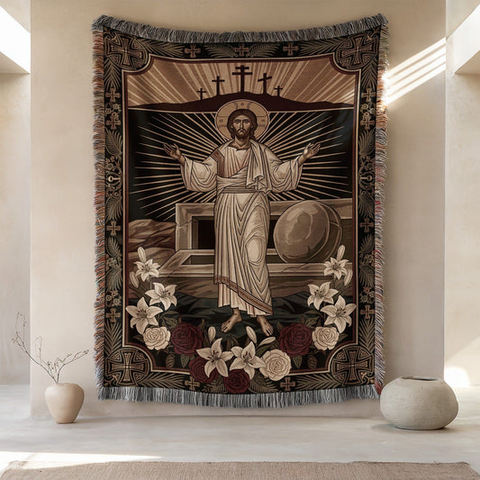 Religious Resurrection Themed Wall Hanging Blanket