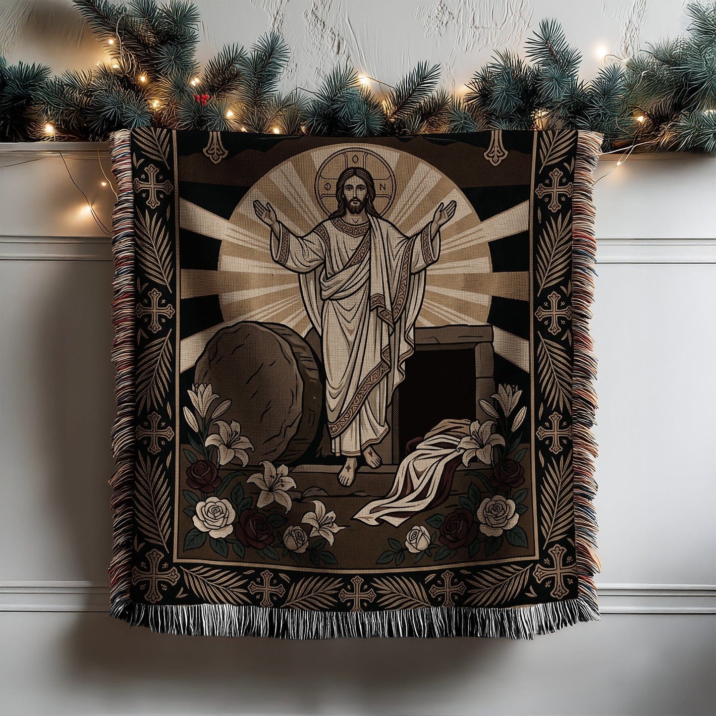 Resurrected Savior Religious Tapestry Blanket Decor