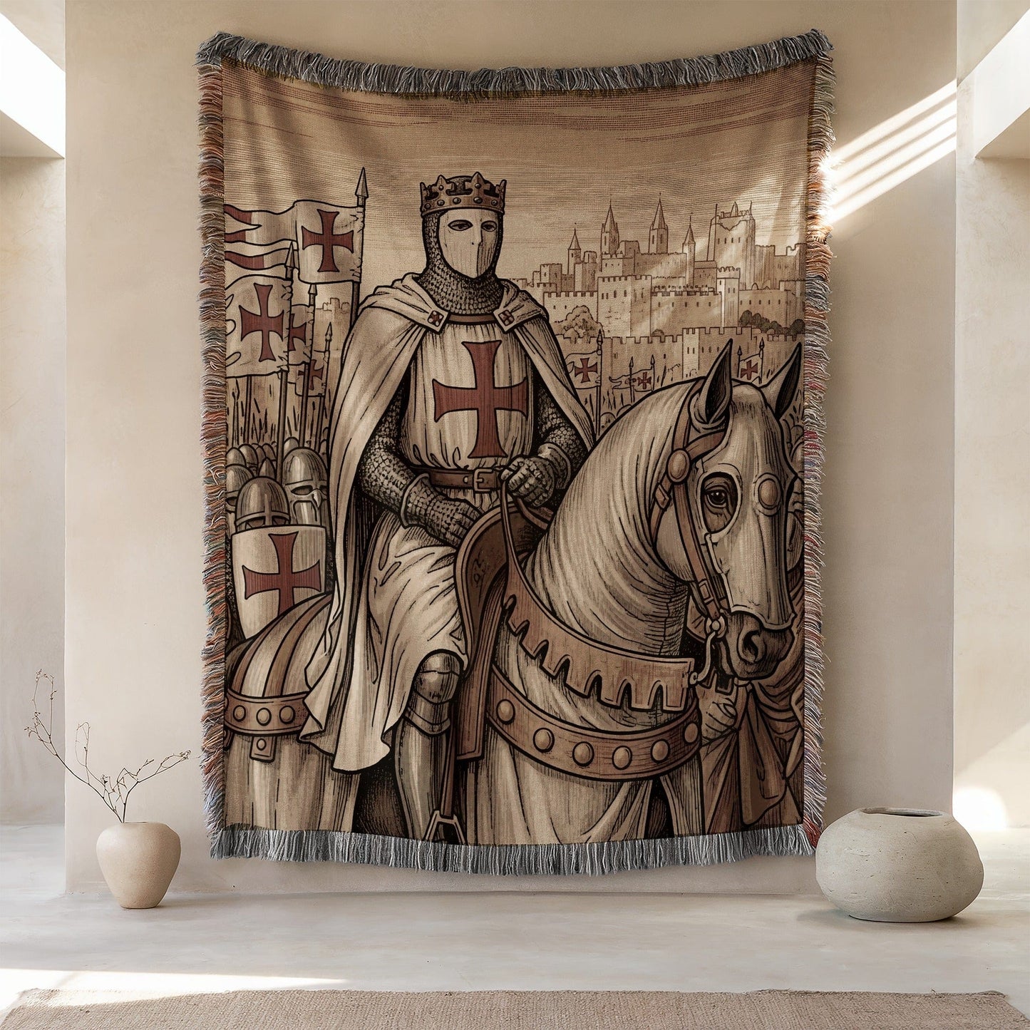 Medieval Knight on Horseback Tapestry Wall Hanging