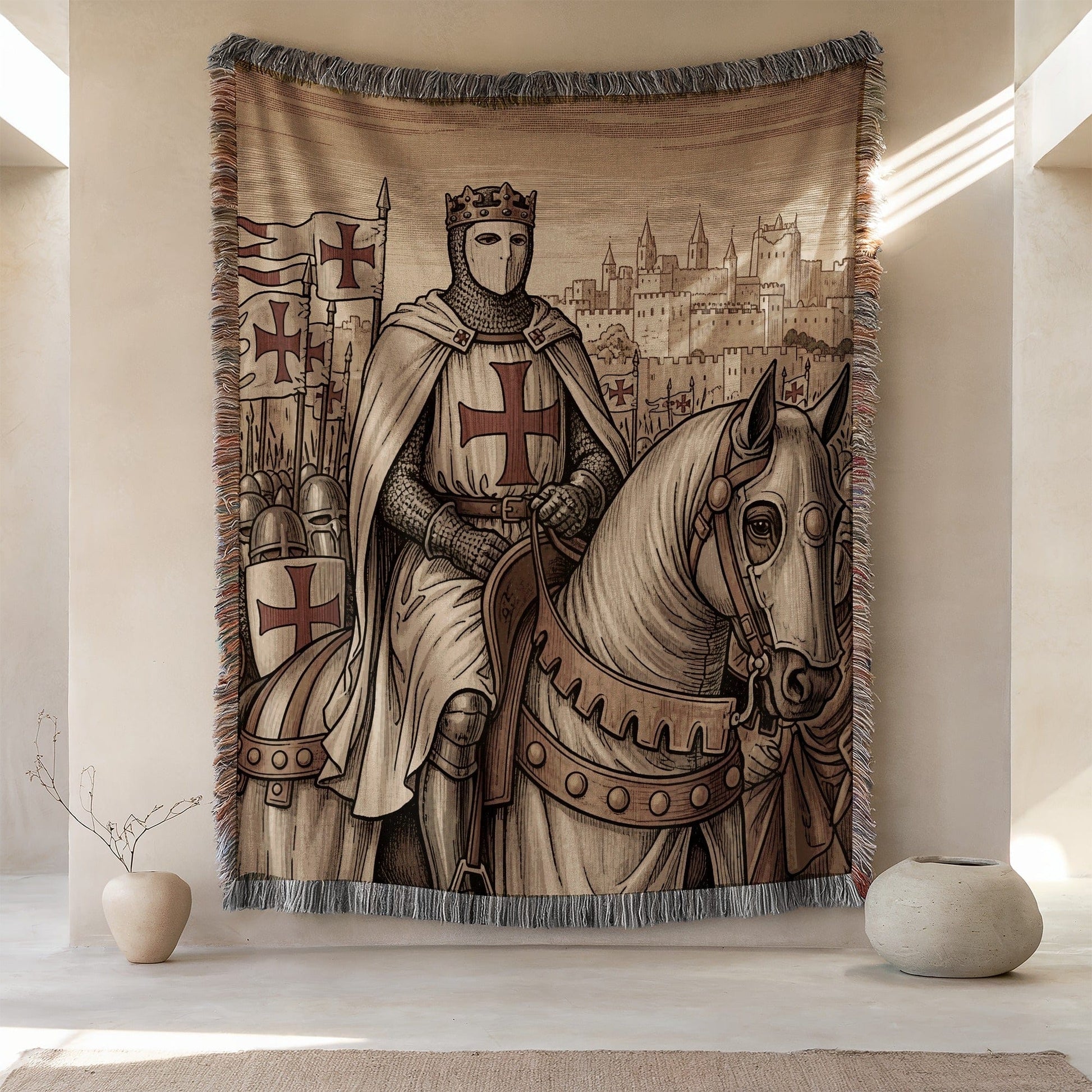 Medieval Knight on Horseback Tapestry Wall Hanging