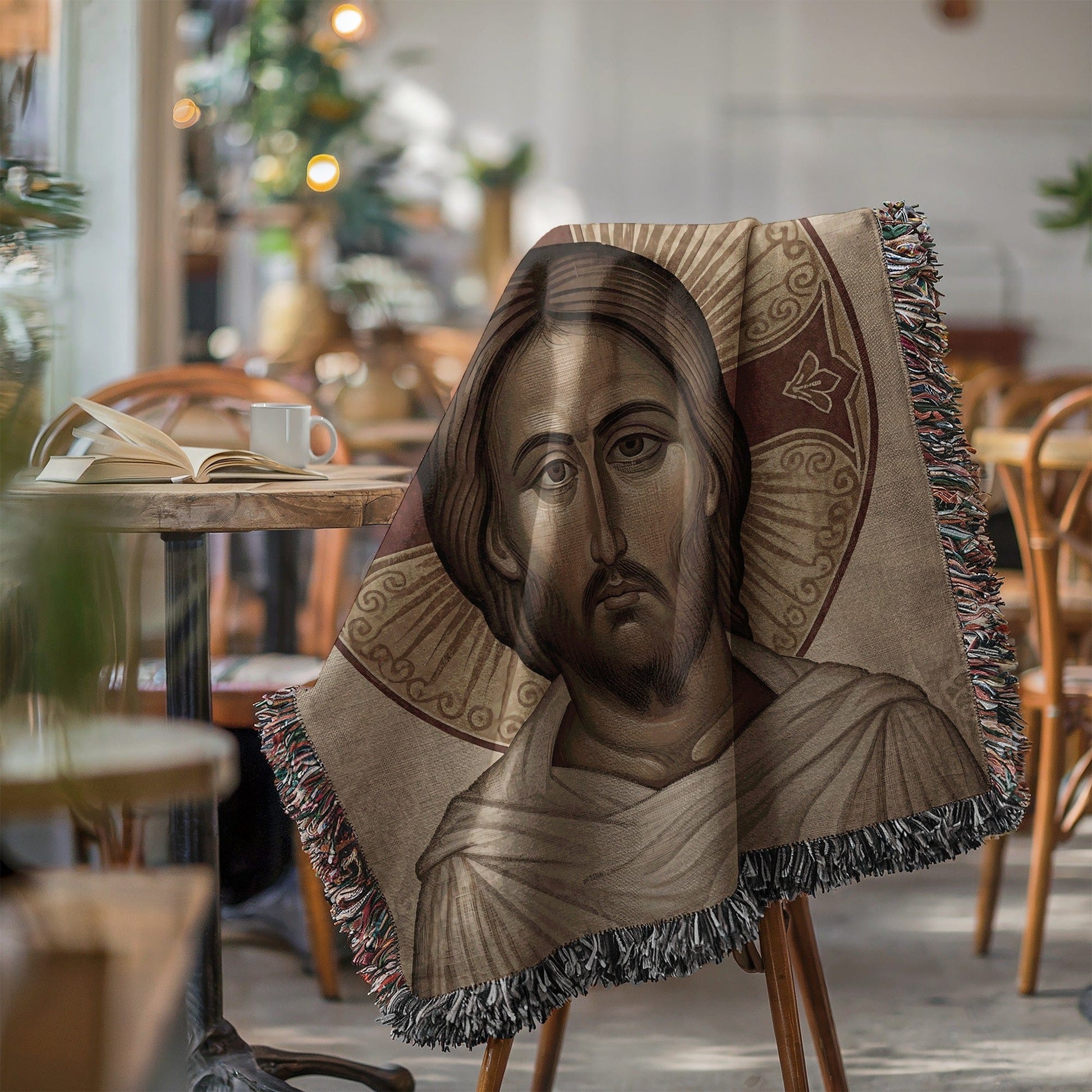 Iconic Religious Art Unique Woven Tapestry Blanket