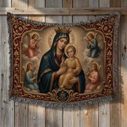 CalmNestStyle Mary, Queen of Heaven jacquard woven blanket