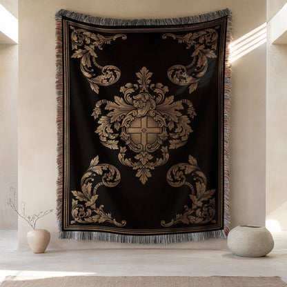 Elegant Tapestry with Ornate Crest Design Wall Hanging