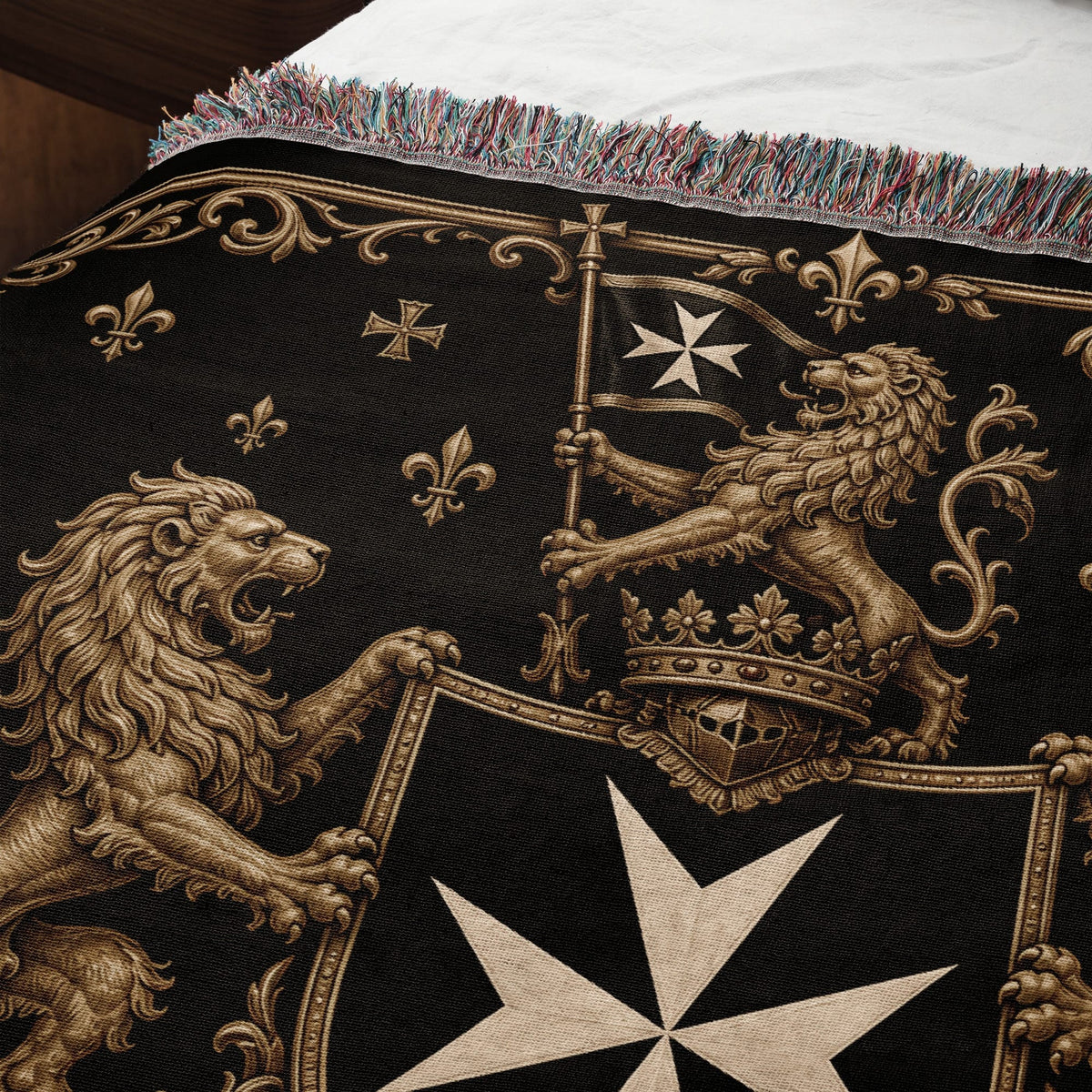 CalmNestStyle Order of Saint John Hospitallers Corner Cross Crest Woven Blanket jacquard woven blanket