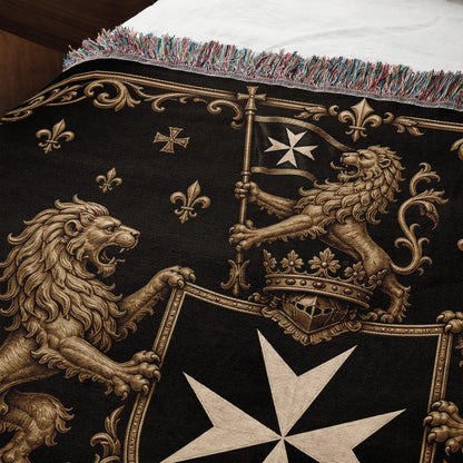 CalmNestStyle Order of Saint John Hospitallers Corner Cross Crest Woven Blanket jacquard woven blanket