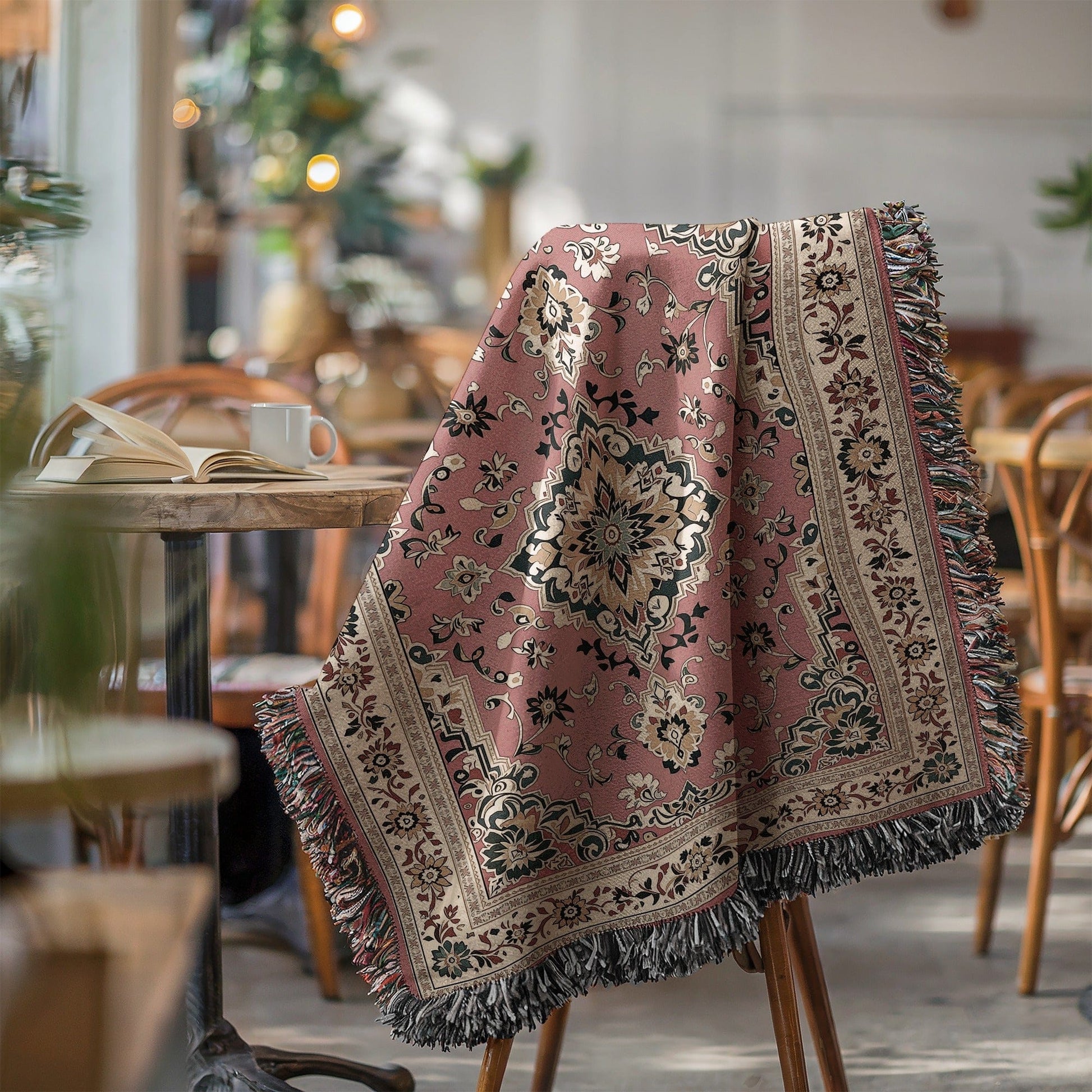 Intricately Designed Floral Tapestry Blanket for Home Decor