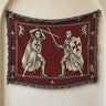 Medieval Knight Tapestry Blanket – Templar Knights Duel Woven Throw, Scrollwork